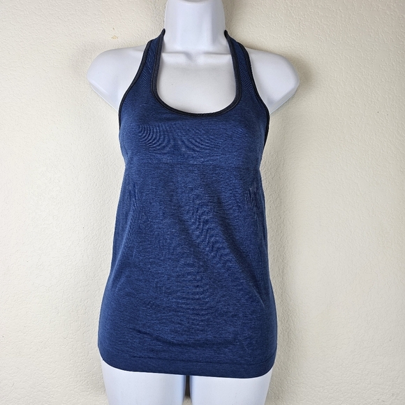 Lululemon Ebb & Flow Racerback Tank Size 6 Poseidon Blue Hydra Blue - Picture 7 of 15